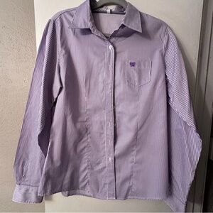 Chinch Women’s Lavender and White Pinstripe Dress Shirt Size L
